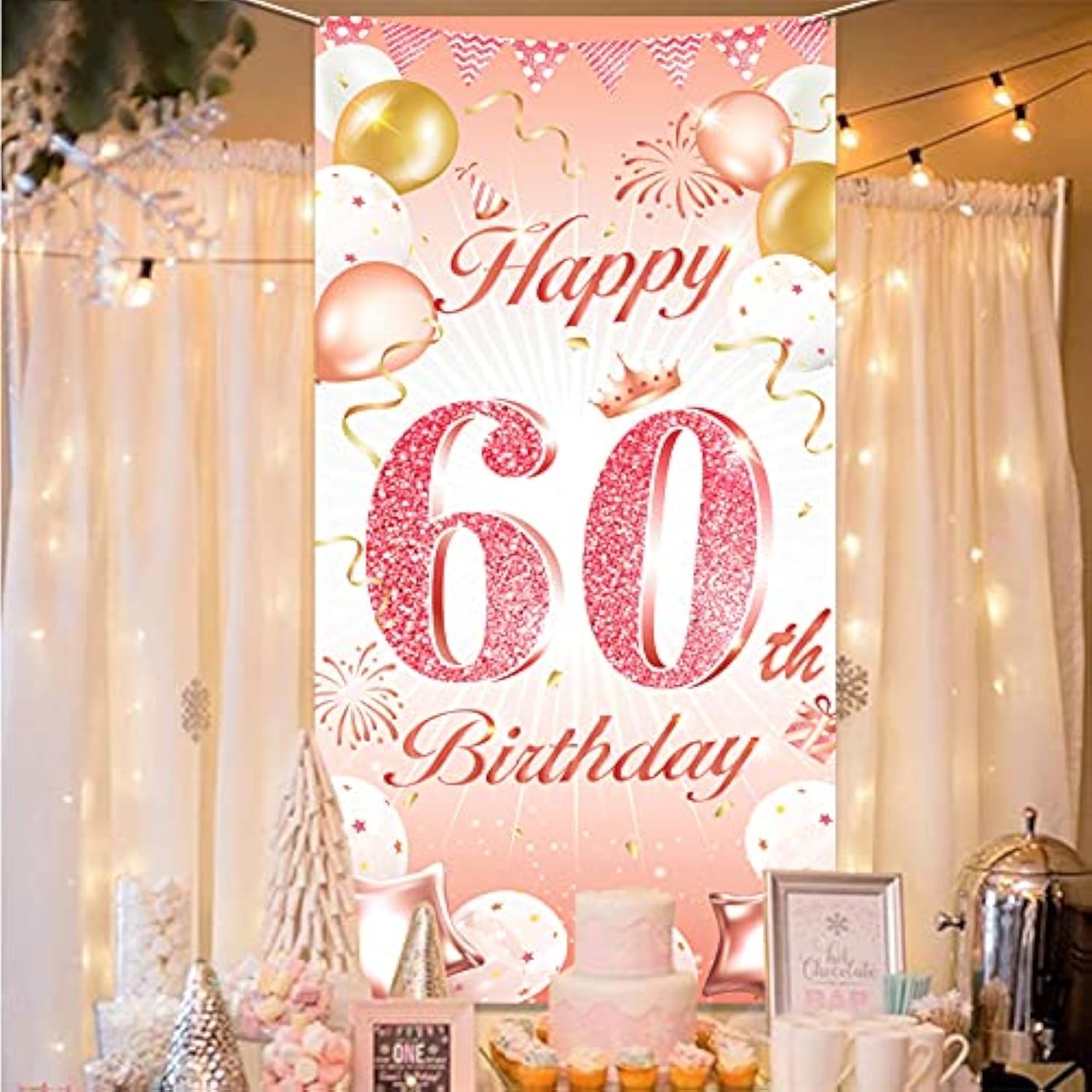 Rose Gold 60Th Birthday Party Decoration For Woman, Rose Gold 60Th Bir