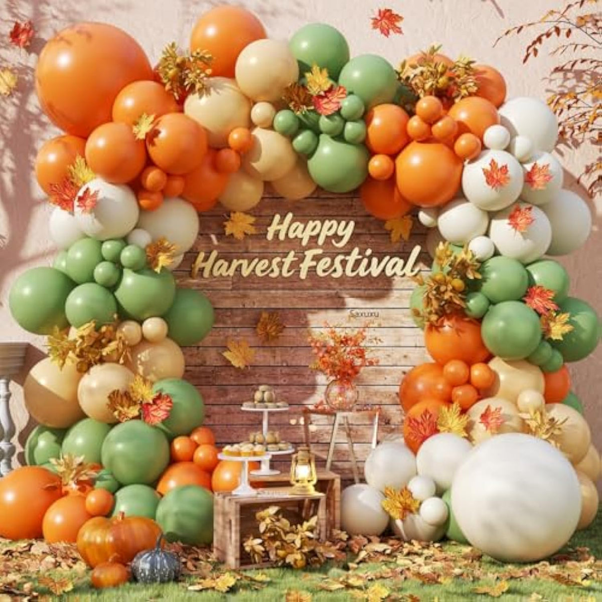 Sage Green Orange Balloon Arch Kit Burnt Orange Nude White for Birthday Baby Shower