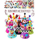 24 Pcs Party Hats Birthday Activity Kit With Stickers - Kids Fun Arts & Crafts. Make Your Own Animal & Monster Theme Party Favors & Game Supplies