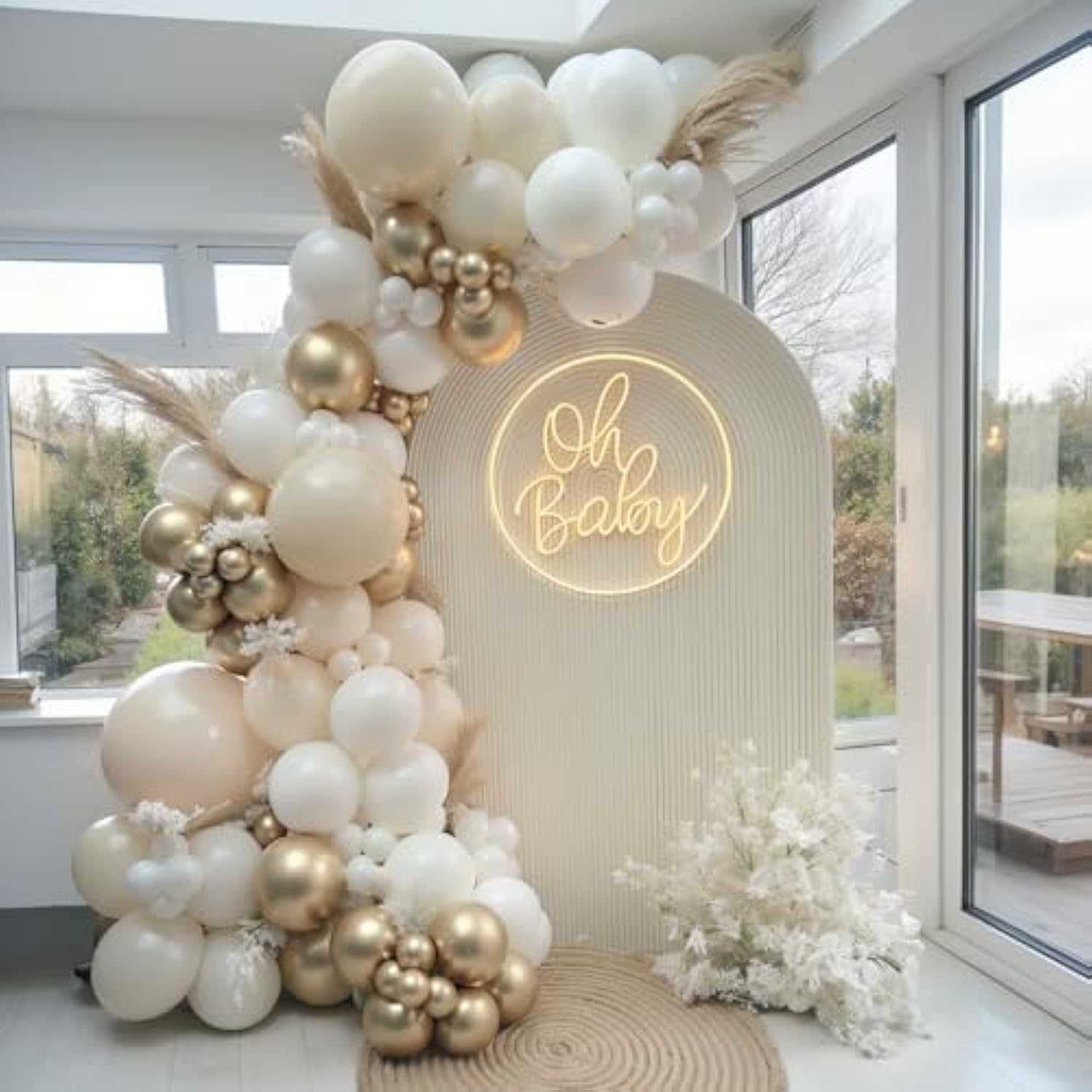 Beige White Gold Balloon Arch Kit for Boho Baby Shower, Wedding, Birthday & Party Decor