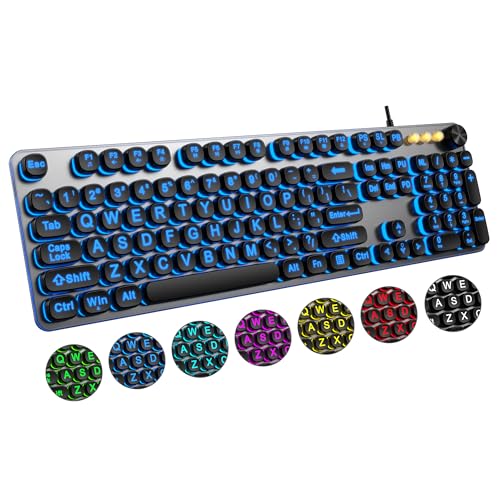 Large Print Backlit Keyboard With 7-Color Backlit, Wired Usb Lighted Computer Keyboards Oversize Letters Keys Easy To See, Illuminated Keyboard For Pc, Laptop,Windows Desktop