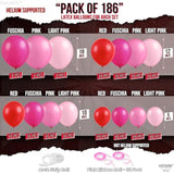 Pink And Red Balloon Arch Kit - Huge 18 Inch, Pack Of 186 | Red And Pink Balloon Arch Kit For Valentines Day, Birthday, Bachelorette, Anniversary Decorations | Valentines Day Decorations