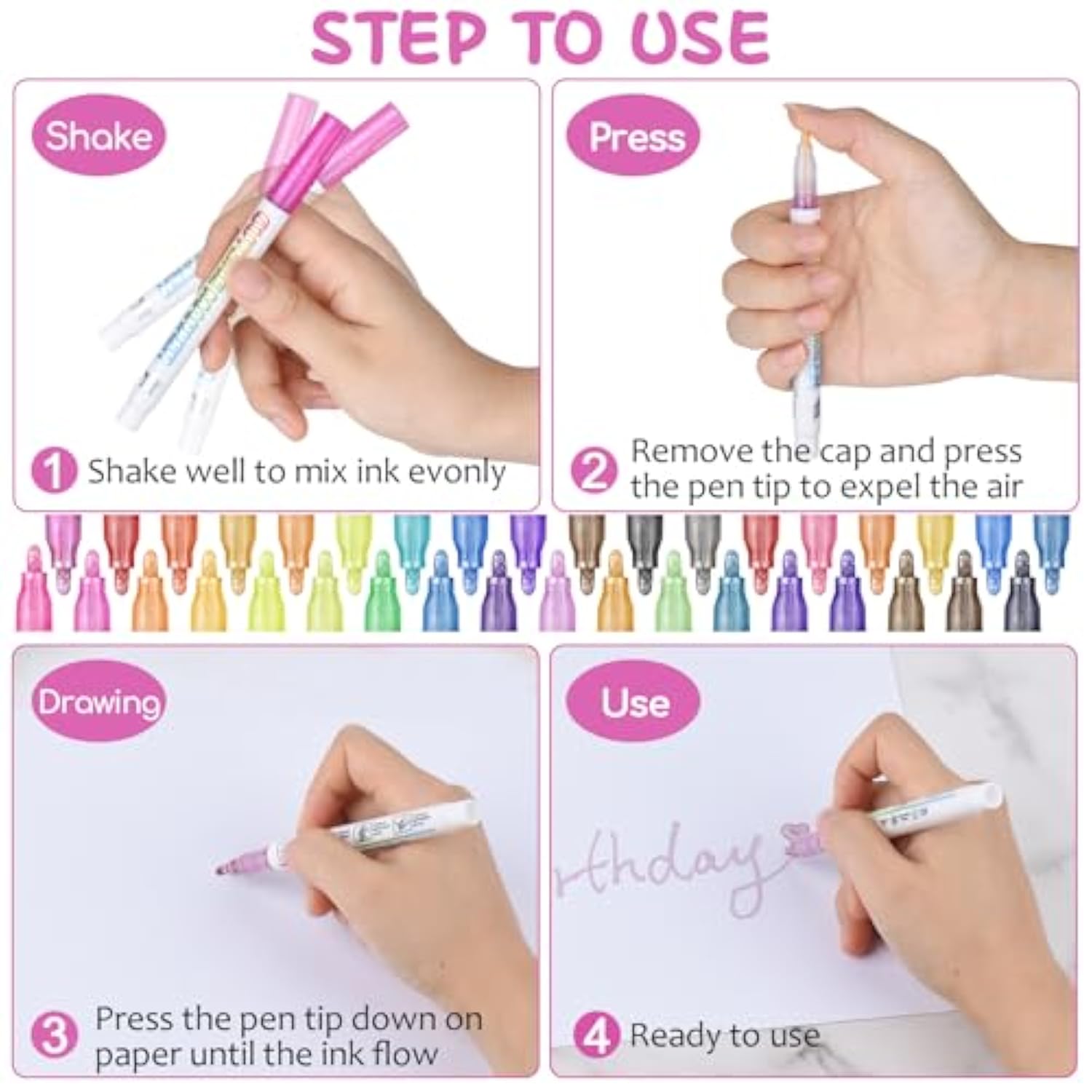 Double Line Outline Markers, Squiggles Shimmer Markers Set, 36 Pack Self Outline Metallic Glitter Marker Pens For Christmas,Art, Drawing, Writing, Greeting Cards, Diy, Scrapbook, Easter Eggs