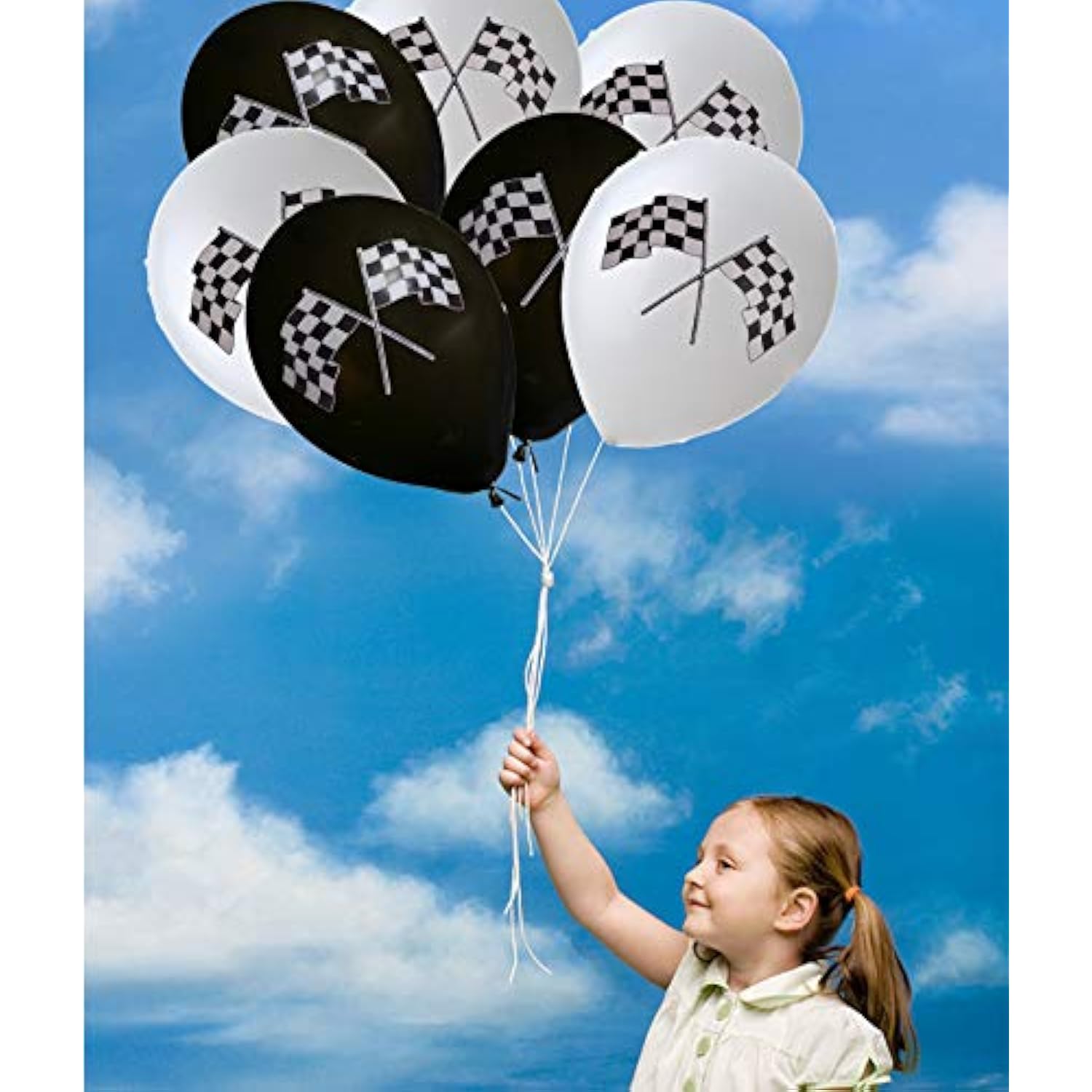 50 Checkered Racing Car Flag Party Balloons - Racing Car/Dirt Bike/Motocross Themed Party Decorations Supplies Black White Checkered Balloon