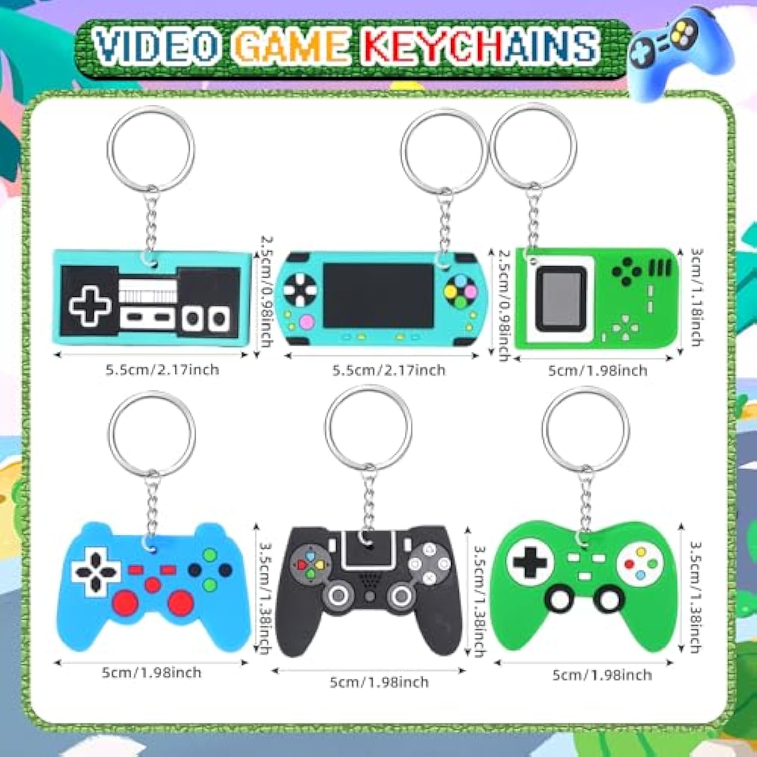 65 Pcs Cute Keychain For Kids Party Favors With Video Game Animal Mermaid Dinosaur Ball Donut Fruit Gift School Prize Goodie Bag Stuffers Birthday Party Supplies