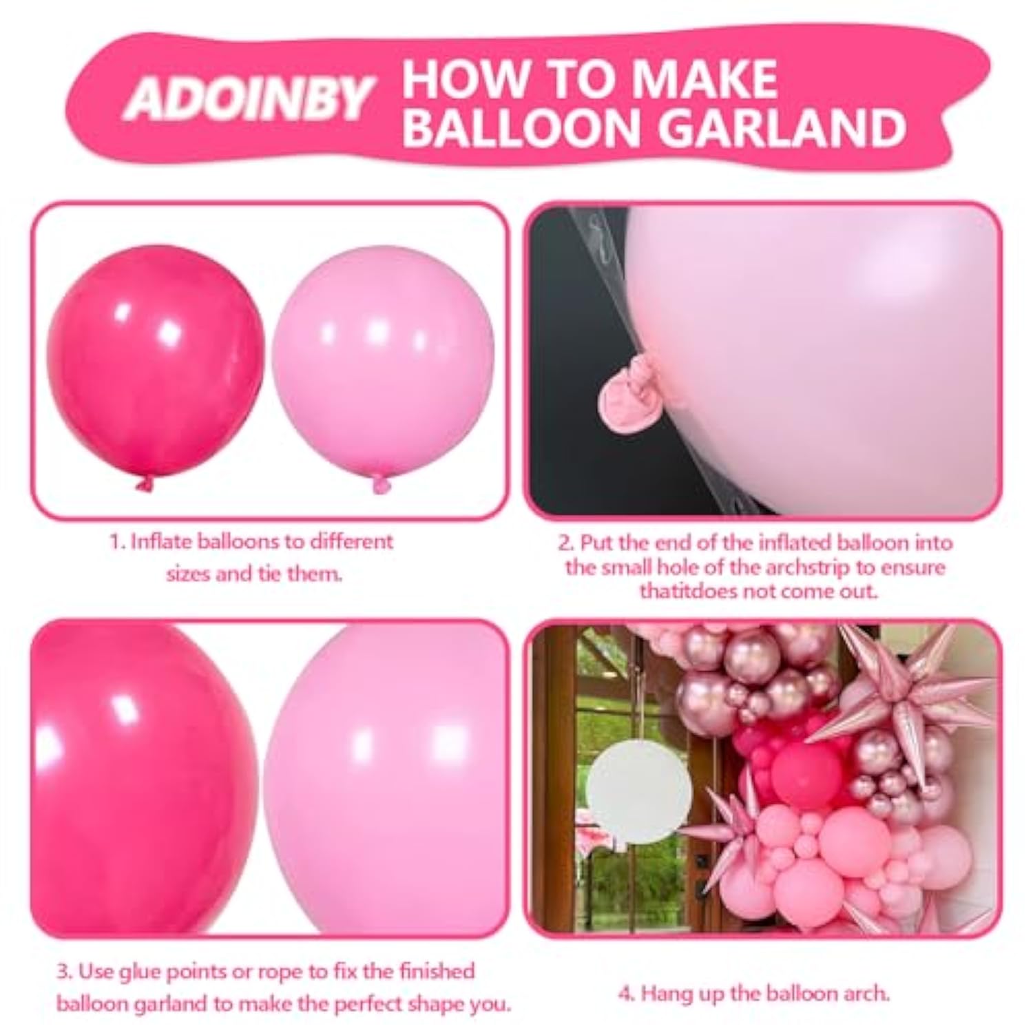 Pink Balloons Arch Kit, 160Pcs Hot Pink Balloon Garland Kit Metallic Rose Gold Confetti Balloons For Birthday, Wedding, Princess Theme, Engagements, Baby Shower, Anniversary Party Decoration