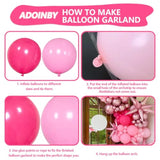 Pink Balloons Arch Kit, 160Pcs Hot Pink Balloon Garland Kit Metallic Rose Gold Confetti Balloons For Birthday, Wedding, Princess Theme, Engagements, Baby Shower, Anniversary Party Decoration