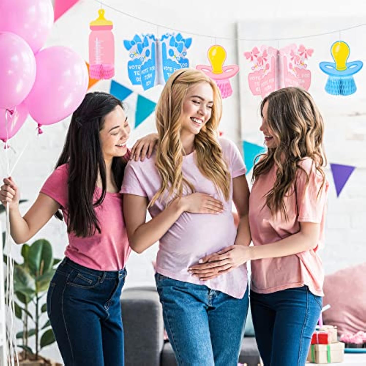 12 Pieces Baby Gender Reveal Honeycomb Table Centerpieces 3D Gender Re