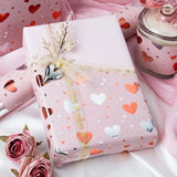 Gold Foil Heart Wrapping Paper Reversible Pink Gift Wrap 17In X 32.8Ft