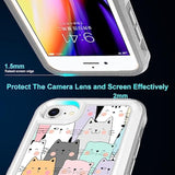Cute Funny Cats Pattern Hybrid Dual Layer Defender Case for iPhone SE 2022, iPhone 7, iPhone 8, and iPhone SE 2020