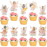 36Pcs Fairy Cupcake Toppers Wing Angel Flower Fairy Birthday Cupcake Picks Ballet Dancer Cake Decorations For Baby Shower Birthday Wedding Fairy Party Decorations Supplies