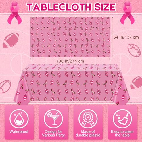 3 Pcs Pink Football Decoration, Breast Cancer Awareness Tablecloths