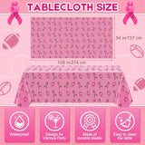 3 Pcs Pink Football Decoration, Breast Cancer Awareness Tablecloths