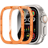2 Pack For Apple Watch Ultra 3/2/1 Screen Protector 49Mm, 9H Tempered Glass Film With Titanium Alloy Frame, Anti Scratch, Touch Sensitive, Protective Film For Iwatch 49Mm (Orange Numeric)
