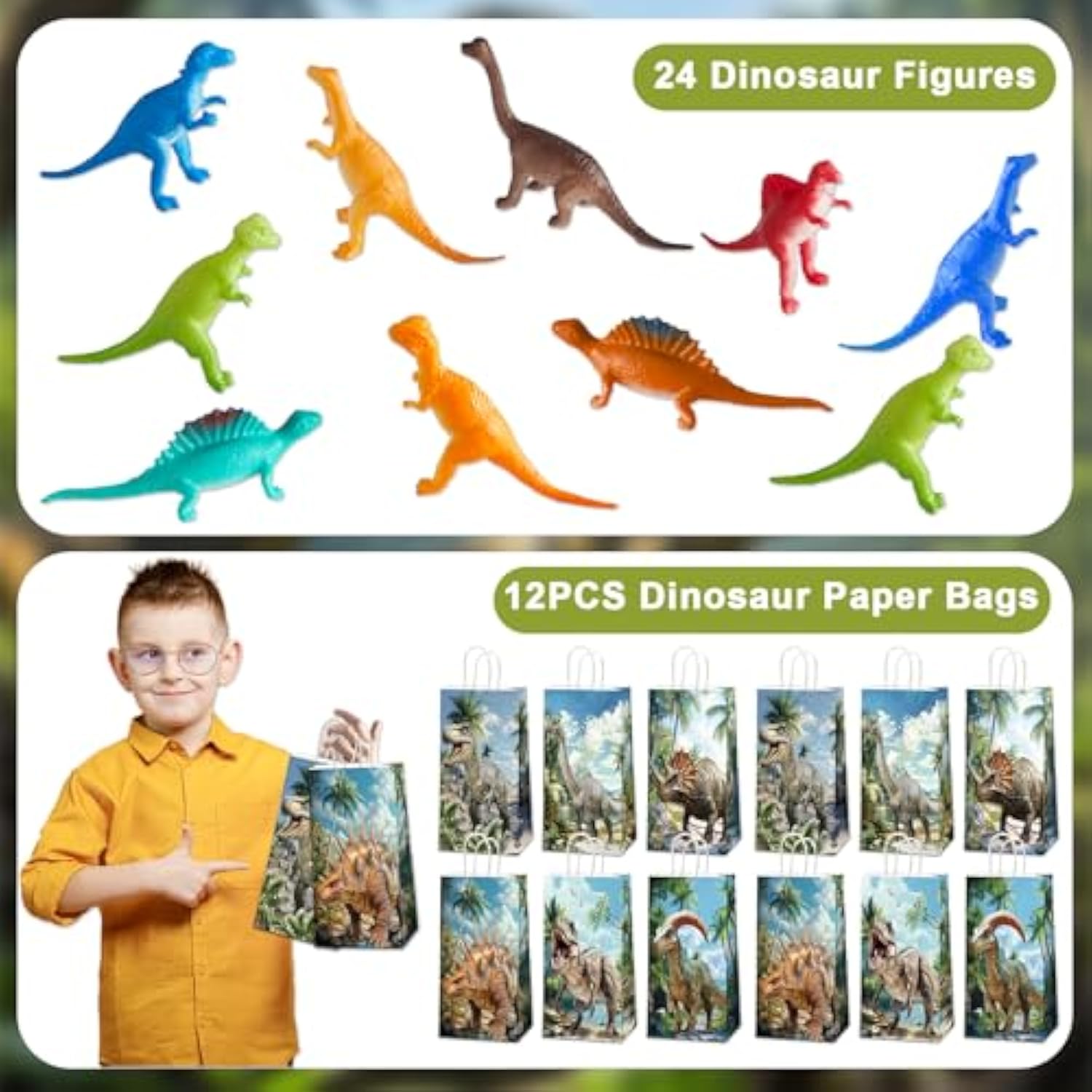 128P Dinosaur Party Favors Dino Goodie Bags Masks Stickers Toys Birthday Supplies