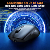 Wireless Gaming Mouse, 2.4Ghz & Bluetooth 5.3 Dual Mode, 60Hrs Battery, Ergonomic Lightweight Design, 6 Adjustable Dpi (800-6400), 7 Rgb Lights, Rechargeable Mice Compatible With Pc/Mac/Laptop