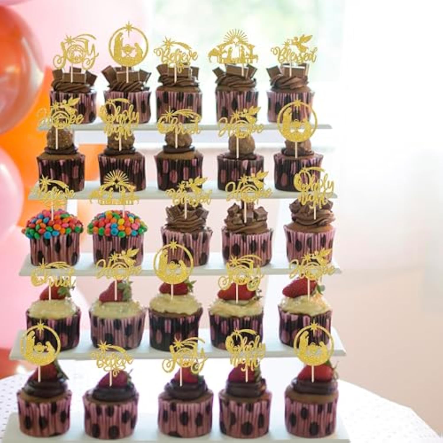 24 Pack Jesus Christmas Cupcake Toppers Gold Holy Nativity Hope Believe Christ Blessed Cupcake Picks Jesus Birthday Cake Decorations For Religion Christmas Party Decorations