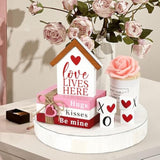 Valentines Day Decorations, Wood Book Stack With Xoxo Blocks For Table Shelf Tiered Tray Decor, Freestanding Valentines Day Decor