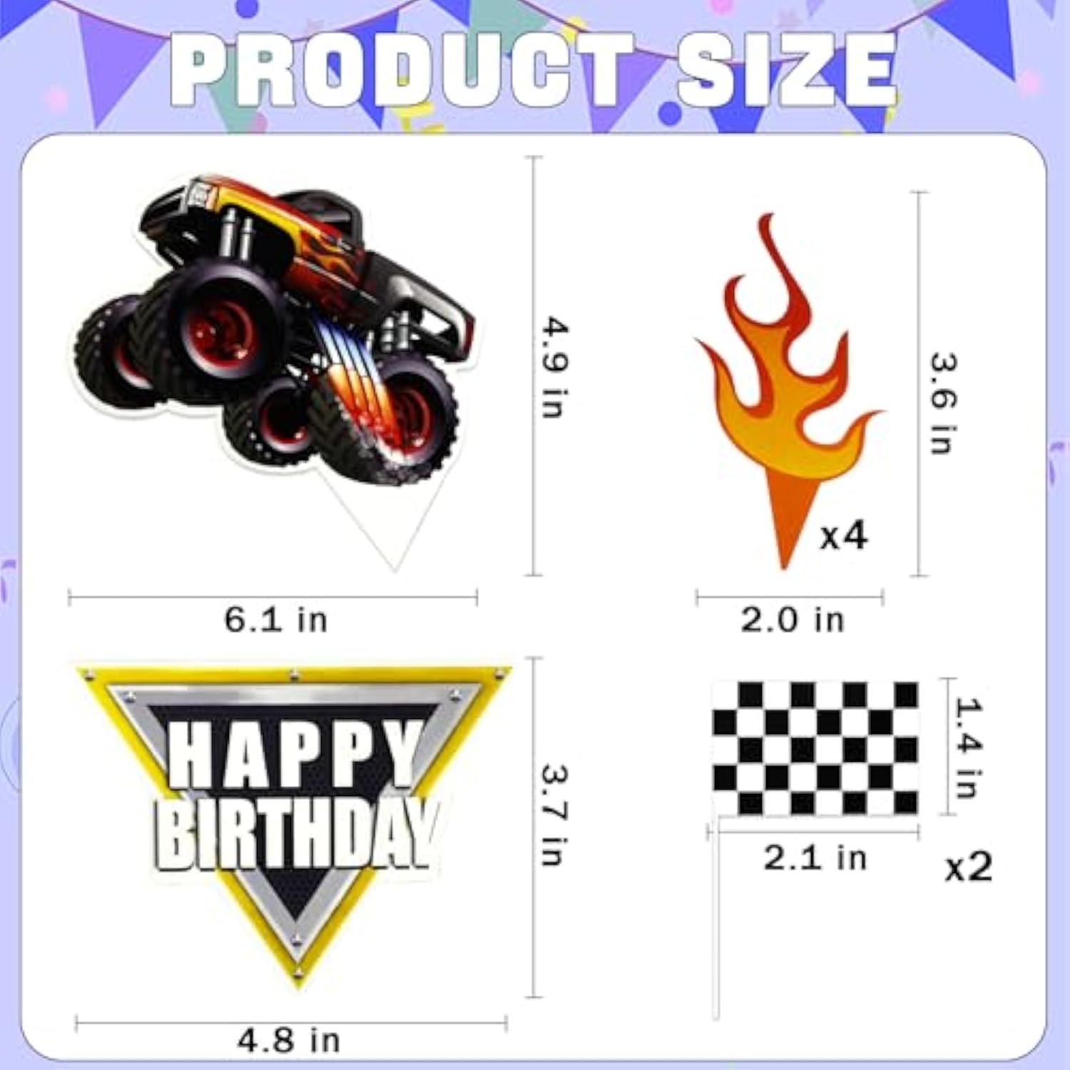 Trucks Cake Topper Truck Cake Decorations Racing Car Checkered Flag Birthday Cake Cupcake Toppers For Kids Boys Truck Themed Racing Car Party Decorations Supplies
