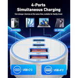 4-Port Usb C Car Charger For Iphone 16E/16/15 Pro Max/Plus, 90W Super Fast Charging Dual Usb-C & Usb-A Car Charger Adapter Cigarette Lighter With 3Ft Usbc Cable For Iphone 16/15, Ipad, Galaxy, Android