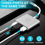 Usb C To 3 Port Hdmi Adapter Hub, Type C To 3 Port Including Another Usb C, Hd