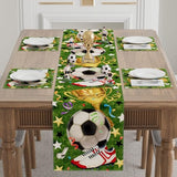 Soccer Theme Grass Trophy Sneakers Table Runner Game Day Table Decoration for Soccer Party Home Kitchen Dining Holiday Decor 13x72 Inch