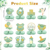 12 Pcs Greenery Baby Shower Honeycomb Centerpieces Eucalyptus Leaves Gender Reveal Table Decorations Neutral Gold Baby Shower Decorations Table Toppers For Woodland Newborn Party Supplies