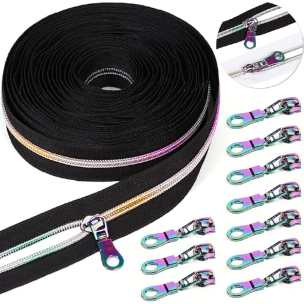 Zipper Tape By The Yard #5 With Pulls-Bulk Nylon Coil Zipper By The Ya