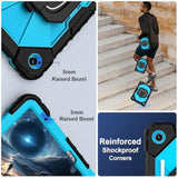 For Galaxy Tab A9 Plus Case 11 Inch, Rugged Case For Samsung Galaxy A9+ Tablet With Screen Protector 360 Rotating Stand Shoulder Strap Pen Holder, 2023 Model(Smx210/X216/218), Black Blue