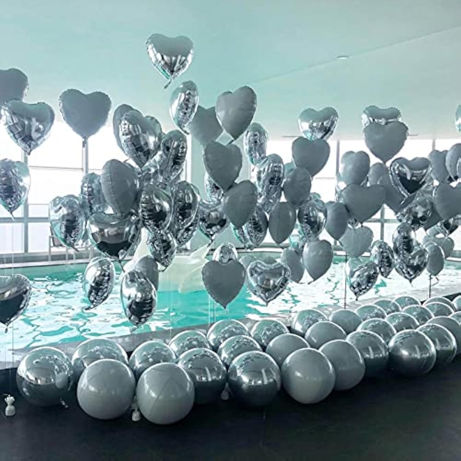 10pcs Silver Heart Foil Balloons – 18" Mylar Balloons for Baby Shower, Wedding & Party Decor
