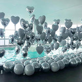 10pcs Silver Heart Foil Balloons – 18" Mylar Balloons for Baby Shower, Wedding & Party Decor