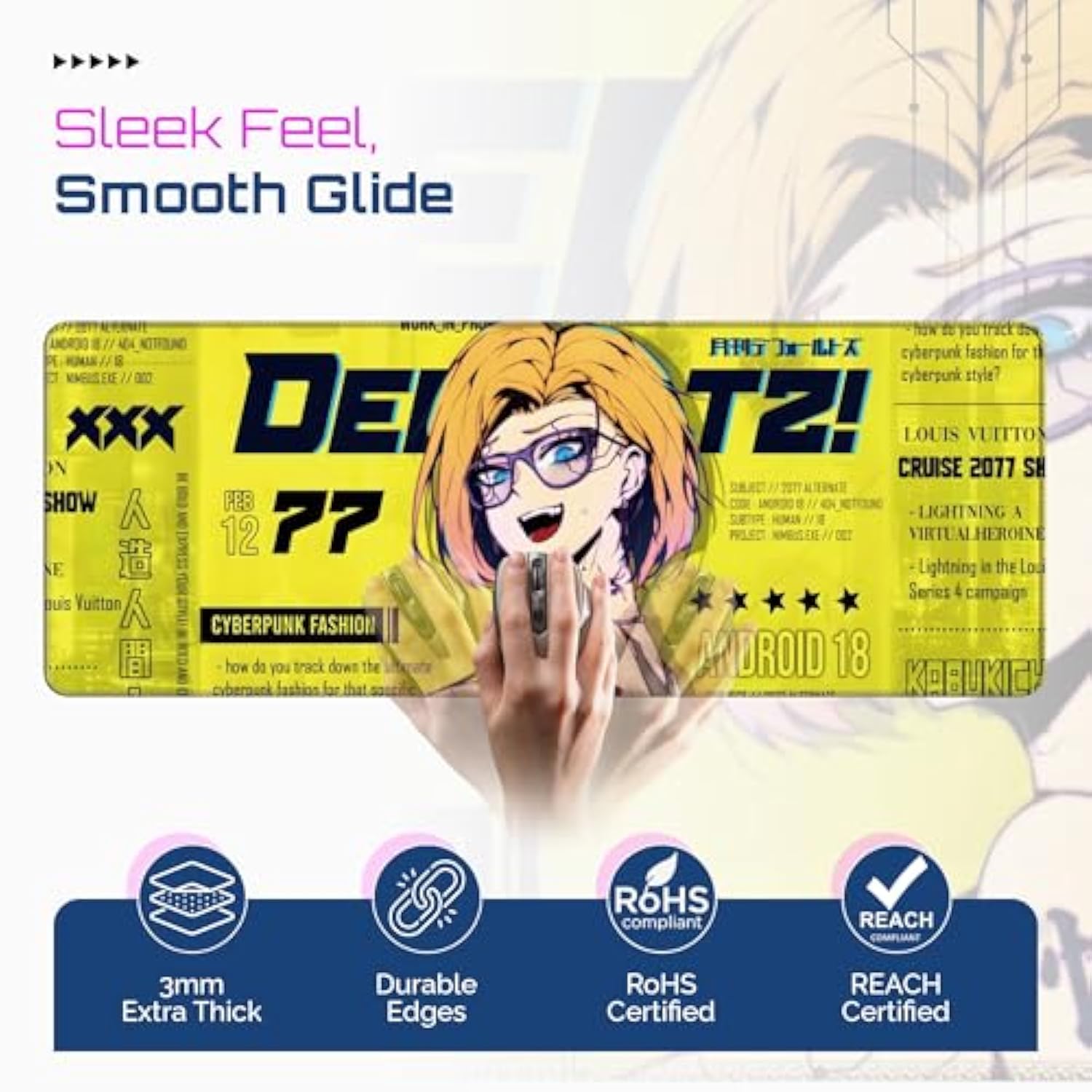 Large Gaming Mouse Pad 31.5 X 11.8 Inches Xxl Extended For Mouse And Keyboard Non-Slip And Water Resistant Surface With Anime Cute Girl Design Cyberpunk Ideal For Competitive Gaming League