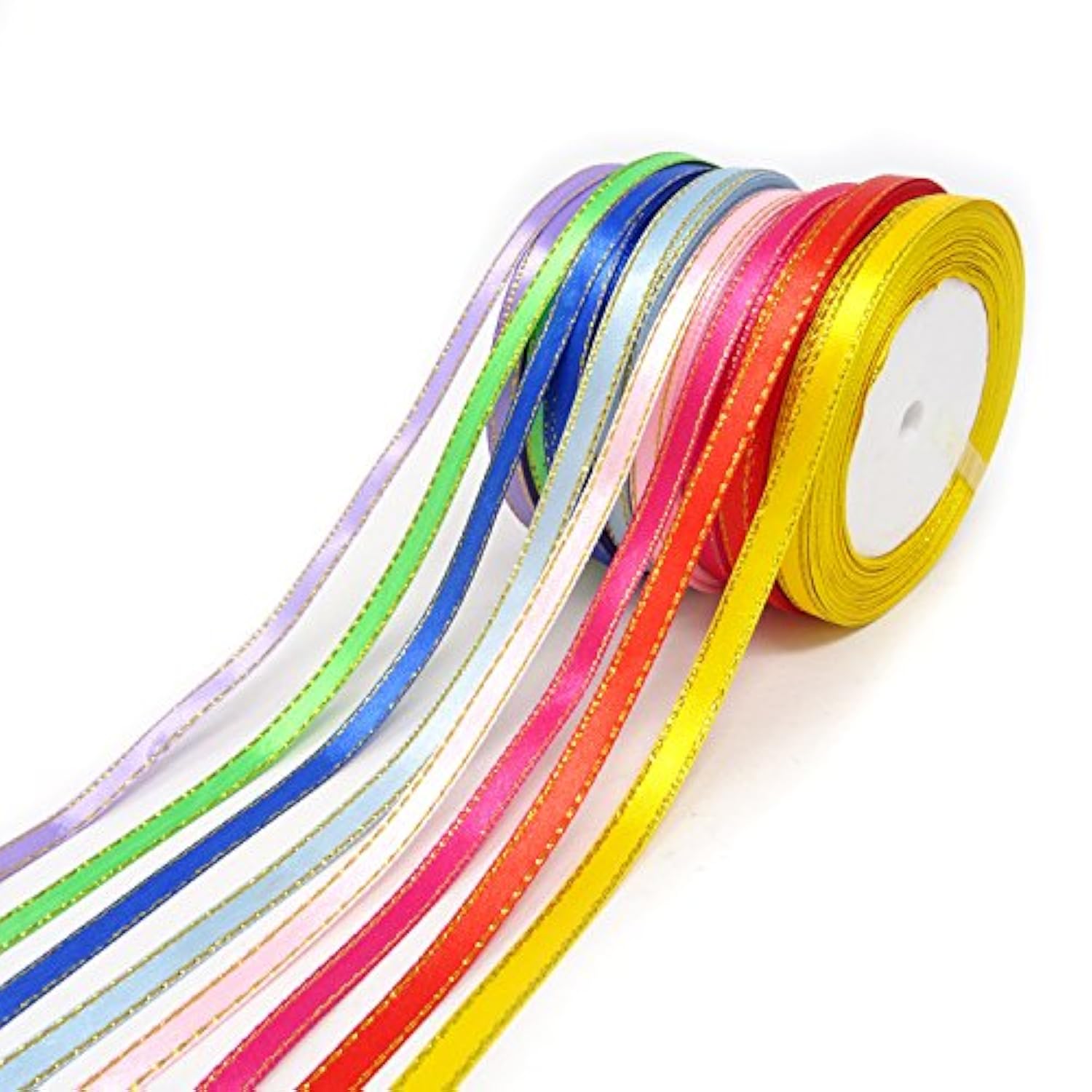 8 Rolls 1/4 Inch 25 Yard/Roll Double Faced Satin Ribbons Fabric Ribbon