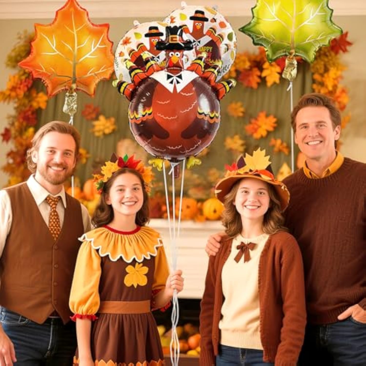 Thanksgiving Balloons Set Turkey Maple Leaf Foil Balloons for Fall Harvest Party Decor