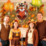 Thanksgiving Balloons Set Turkey Maple Leaf Foil Balloons for Fall Harvest Party Decor