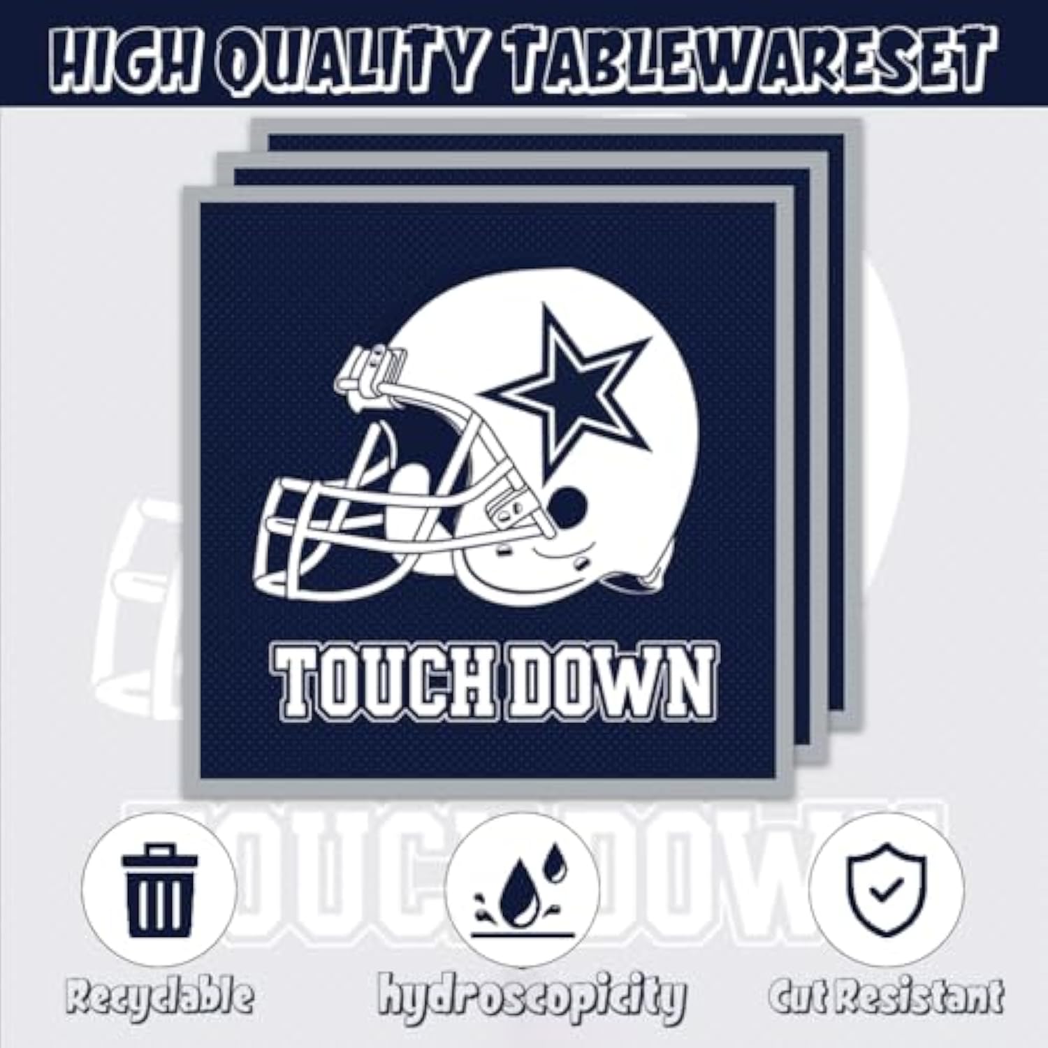 40Pcs Football Party Decorations Baby Shower Plates And Napkin Sets For Cowboy Party Supplies Navy Blue Football Birthday Party Decorations