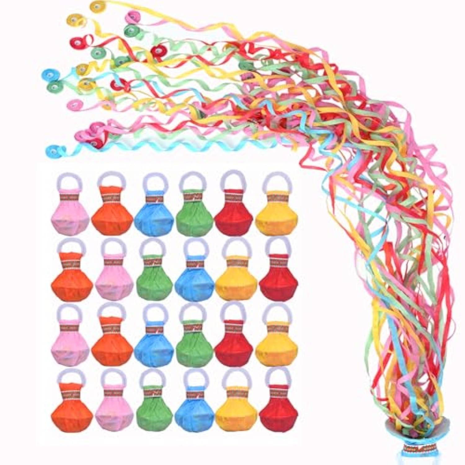 24Pack Colorful Hand-Thrown Streamer Poppers, No Mess Confetti for Parties & Events
