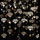 52 Ft Champagne Gold Heart Garland Hanging Paper Diamond Heart Streame