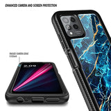 Designed For T-Mobile Revvl 6 Pro Phone Case, Revvl 6X Pro 5G Case With [Built-In Screen Protector], Full-Body Shockproof Protective Rugged Bumper Cover (Marble Design Sapphire)