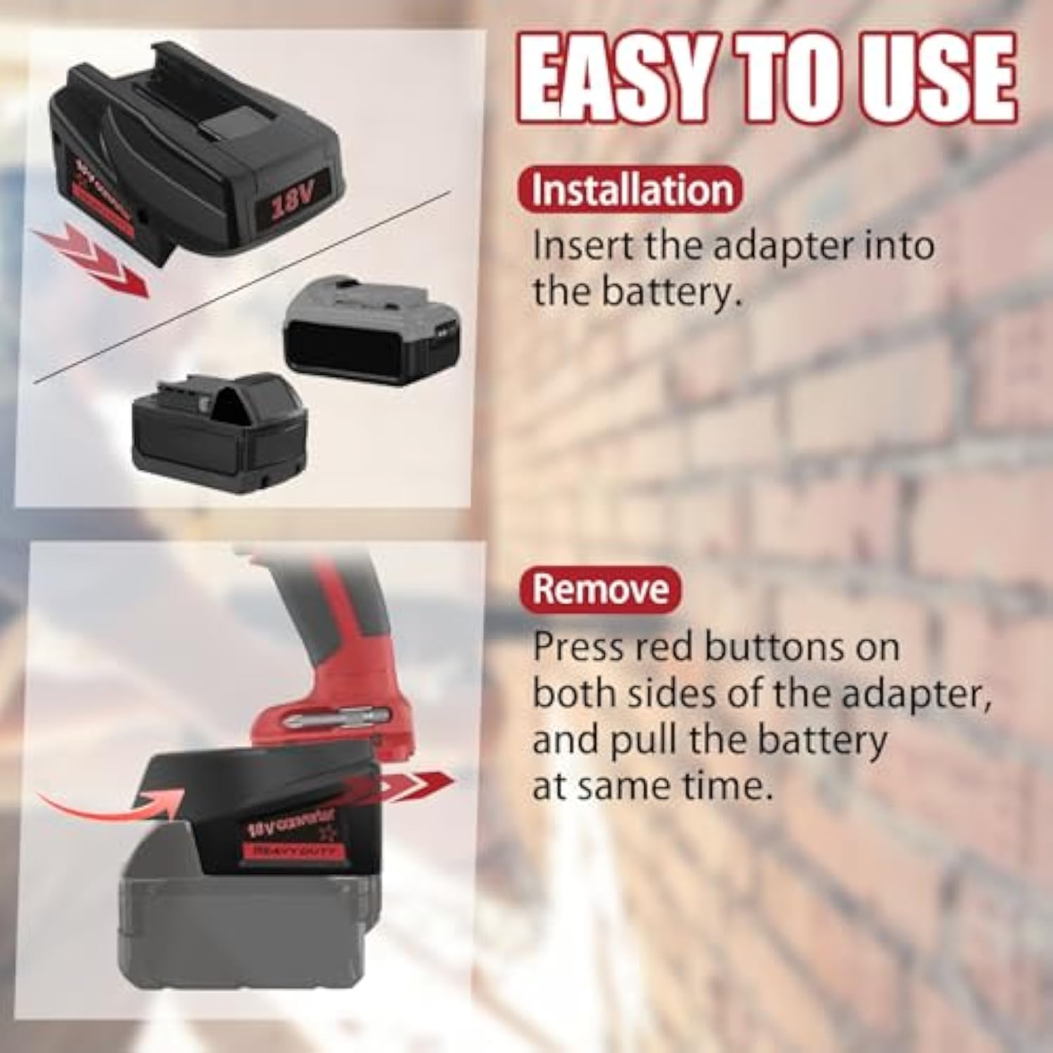 M18 To V18 Adapter For Milwaukee 18V V18 Ni-Cd Tool,For Dewalt 20V 60V Max Xr And For Milwaukee 18V M18 Lithium Battery Convert To Work For Milwaukee V18 Ni-Cd Cordles Power Tools Converter