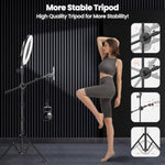 Ring Light With Stand For Phone, Ring Light Tripod For Iphone With Light, Overhead Camera Mount 10.5" With Remote, Phone Tripod With Light For Video Recording/Live Streaming/Cooking
