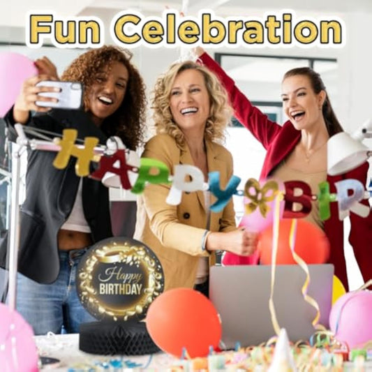 Happy Birthday Table Decorations Centerpieces - 4-Pack Double Sided Ha