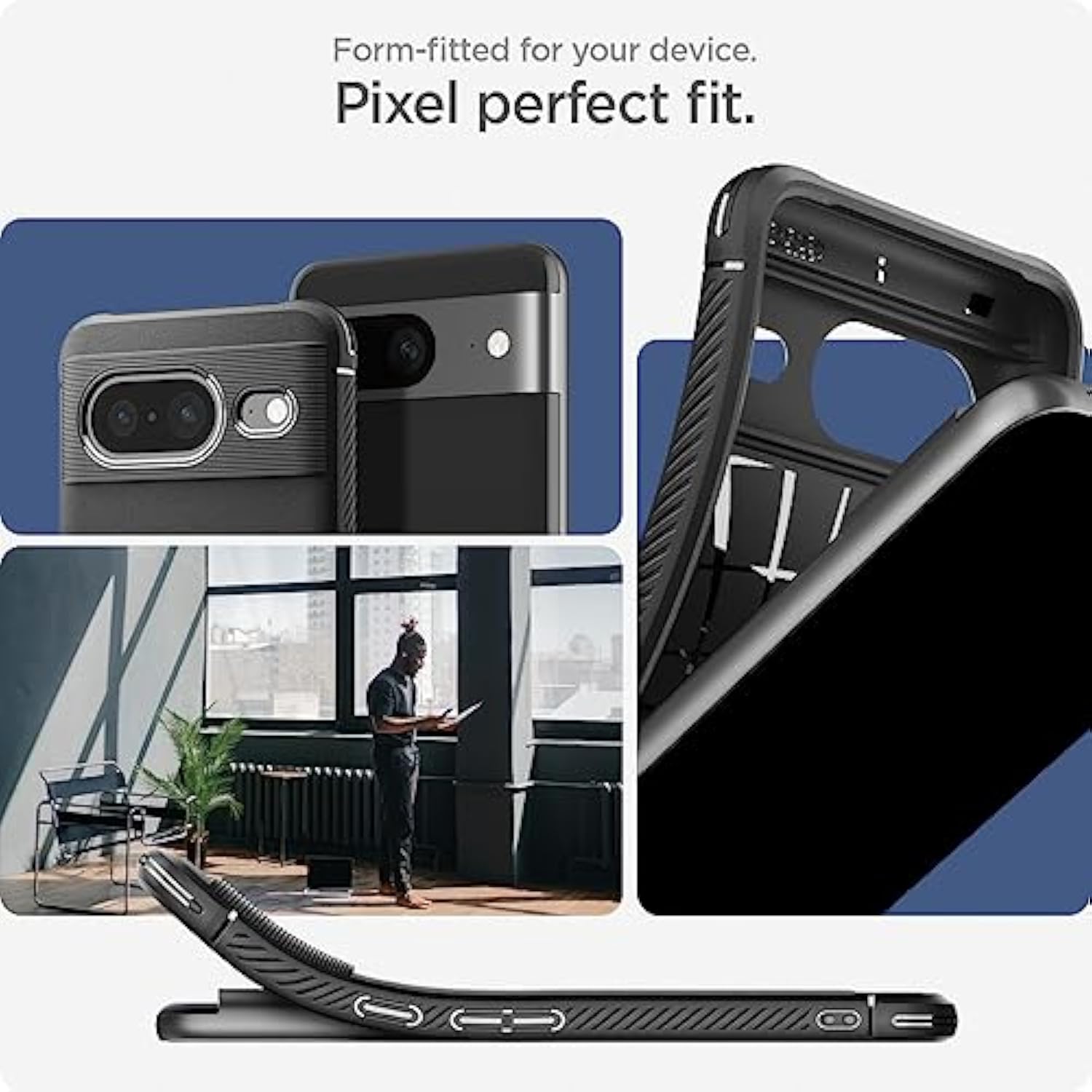 Spigen Rugged Armor Designed for Pixel 8 Case (2023) [Military-Grade Protection] - Matte Black