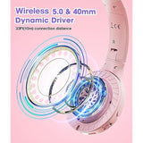 Kids Headphones Wireless 60H, Foldable On Ear Headphone With Mic, Volume Limit