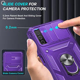 Compatible For Samsung A03S Case: Galaxy A03S Case With Slide Camera Cover + [2Pcs] Tempered Glass Screen Protector, Full Body Military-Grade Phone Case With Kickstand For Galaxy A03S, Purple