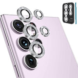 (3+2Pcs For Samsung Galaxy S23 Ultra 5G Camera Lens Protector, 9H Tempered Glass Camera Cover Screen Protector Metal Individual Ring [Installation Tray][Removal Tool][Case Friendly]- Glitter