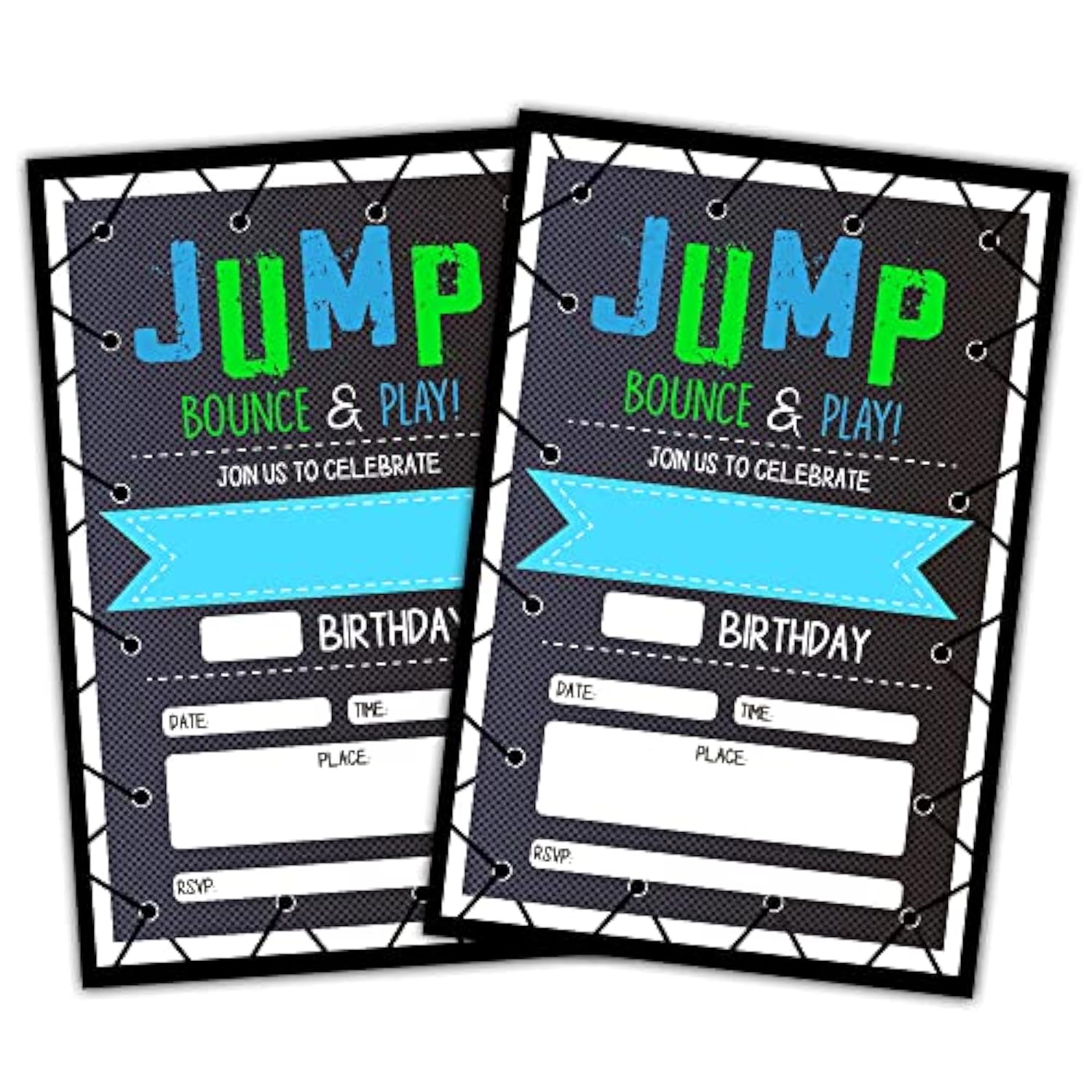 Trampoline Jump Birthday Party Invitations, Bounce House Birthday Invitations For Boys Girls, Kids Birthday Invites, Theme Birthday Party Decorations, 20 Invitations With 20 Envelopes - B02