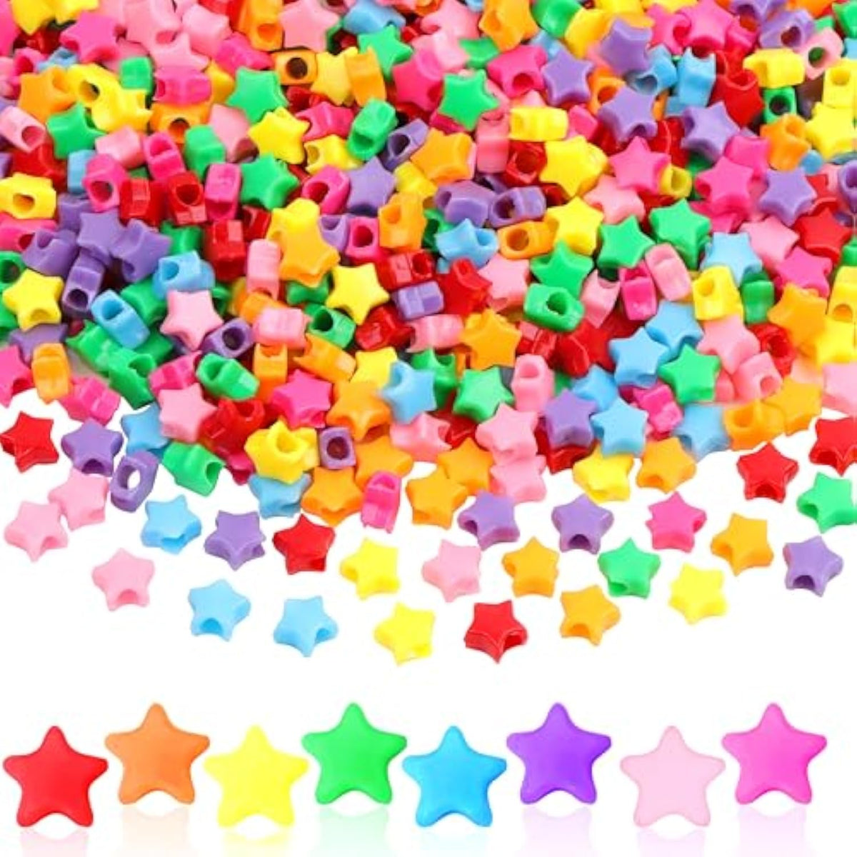 1000 Rainbow Star Pony Beads: DIY Jewelry & Decor
