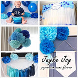 12 Pcs Tissue Pom Poms Kit, Tissue Paper Flowers For Birthday, Boy Baby Shower, Nursery, Graduation, Bachelorette Party Decoration (Blue Mix)