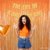 2 Pack Orange Foil Fringe Curtains Backdrop Tinsel Streamers for Party Decorations